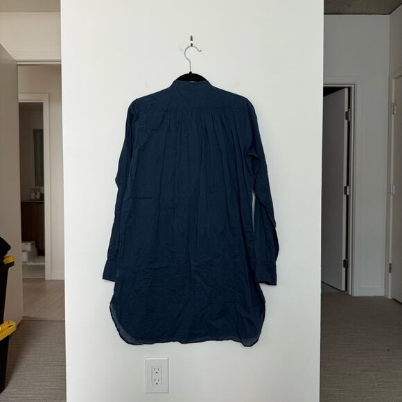 Nili Lotan Blanche Daniel Voile Navy Pleat Front Cotton Tunic Size XS - Picture 2 of 3